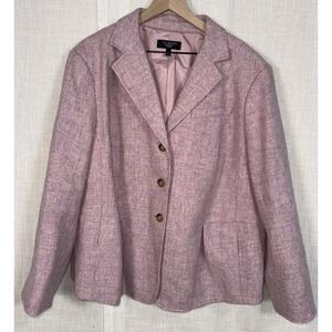 TALBOTS Women's Sz 22 22W Pink Wool Suit Coat Jacket Blazer Career